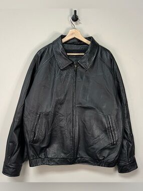 Vtg Black Leather Jacket